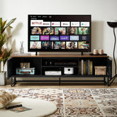 63" Mid-Century Modern TV Stand with Slatted Grille Doors, Storage Entertainment Center for Living Room or Bedroom